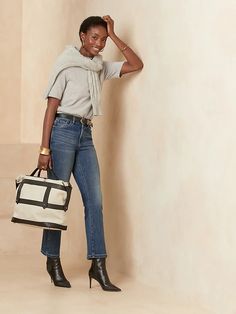 High-Rise Boot Cropped Jean | Banana Republic High Waisted Jeans Outfit Fall, High Waisted Wide Leg Jeans Outfit, High Waisted Jeans Outfits, High Rise Jeans Outfit, Cropped Jeans Outfit, High Waisted Jeans Outfit, Mom Clothing, Wide Leg Jeans Outfit, High Waisted Wide Leg Jeans