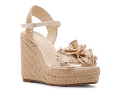 Madden Girl Nala Wedge Sandal Cream Wedge Sandals With Heel Strap For Spring, Spring Natural Wedge Sandals With Heel Strap, Spring Natural Color Wedge Sandals With Heel Strap, Spring High Heel Natural Wedge Sandals, Natural Color Open Toe Wedge Sandals For Spring, Natural Color Wedge Heel Sandals For Spring, Elegant Natural Wedge Sandals For Spring, Natural Color Spring Wedge Sandals, Spring Natural Color Wedge Sandals