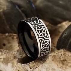 Men Silver Black Irish Celtic Trinity Knot Ring Band Stainless Steel Jewelry 8MM | eBay Goddess Of Fortune, Trinity Knot Ring, Black Irish, Celtic Trinity Knot, Trinity Knot, Irish Celtic, Knot Ring, Men Jewelry, Ring Band