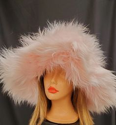 Custom Oversized PAMELA Pastel Pink Faux Fur Hat / Floppy Hat - Etsy Rave Hats, Fluffy Hat, Faux Fur Hat, Festival Hat, Pink Faux Fur, Myrtle Beach Sc, Fake Fur, Fur Hat, Pretty Pink