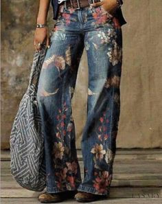 Lasaky - Relaxing Wide-Leg Pants in Lightweight Denim Fabric Jeans Petite, Retro Pants, Looks Country, Jeans Collection, Shop Jeans, Jeans Wide, Long Jeans, Floral Pants, Moda Vintage