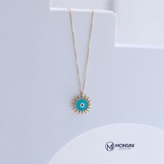 14K Real Gold Mini Sun Turquoise Enamel Pendant Minimal Design Dainty Necklace Brilliant Surface Gift for Women Valentine's Day Birthdays ❤❤【Materials & Specifications】❤❤ ❤【All of our products are 585 14K Original Gold】 Pendant Width:1.5cm (0.59in) Pendant Length:1.5cm (0.59in) ❤【Available in 4 different chain lengths】 42 cm (16.5 in) 44 cm (17.3 in) 46 cm (18.1 in) 48 cm (18.8 in) ❤❤Good Vibes Only❤❤ Every day has something to celebrate. wear your necklace as a reminder to smile, stay posit Fine Jewelry In 14k Gold With Turquoise, Blue Jewelry For May Birthstone Gift, Blue Jewelry Gift For May Birthstone, 14k Gold Turquoise Fine Jewelry, Turquoise 14k Gold Fine Jewelry, Blue May Birthstone Jewelry For Gift, Turquoise Round Gold-plated Jewelry, Turquoise Gold-plated Round Jewelry, Blue Tarnish-resistant Jewelry For Anniversary