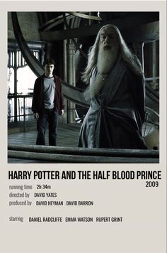 the poster for harry potter and the half - blood prince is shown with two men