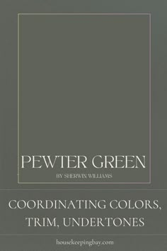 Pewter Green by Sherwin Williams - Coordinating Colors, Undertones, Trim Guide Evergreen Fog, Green Grey Paint, Green Accent Walls, Accent Wall Colors, Farmhouse Paint Colors, Sherwin Williams Colors, Warm And Cool Colors