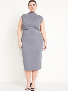 Ruched Midi Dress | Old Navy Fashion Humor, Ribbed Midi Dress, Ruched Midi Dress, My Clothes, How I Feel, Shopping Cart, Toddler Boys, Mock Neck, Plus Size Fashion