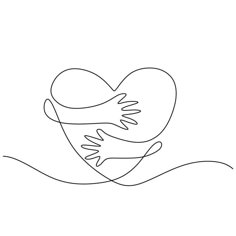 two hands holding a heart in the air with water and waves around it on a white background