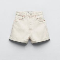 New Zara Shorts New With Tags Size Us 14 Cream Color 100% Cotton Zara Cotton Shorts, Zara High-waisted Shorts With Pockets, Relaxed Fit Jeans With Belt Loops For Summer, Summer High Waist Jeans With Belt Loops, Short Leg Jeans For Spring, Spring Short Leg Jeans, High Waist Jeans With Belt Loops For Summer, Spring Short-leg Jeans With Belt Loops, Spring Jean Shorts With Belt Loops