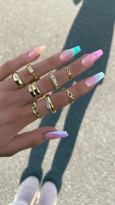 Nails And Rings, Wow Nails, Summer Nail Art, Acrylic Nails Coffin Short, Summer Acrylic Nails, Nail Art Summer