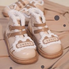 Fabric Material: PuColor: White. Black. Yellow. BrownHeels Height: 4cm/1.58" Uniform Shoes, Ankle Snow Boots, Cute Shoes Heels, Kawaii Shoes, Female Shoes, Perfect Skin Care Routine, Sky Wallpaper, Boots Vintage, Winter Shoes For Women