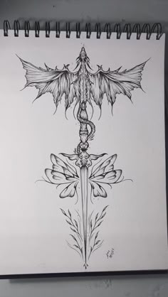 Beautiful Tattoo Stencil, Spine Tattoo Sketch, Dragon And Dagger Tattoo, Nordic Tattoo Women, Bookish Tattoos, Fantasy Tattoos, Small Pretty Tattoos, Tasteful Tattoos, Spine Tattoos For Women