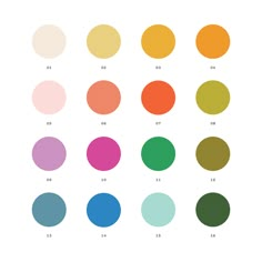 an image of different colors in the shape of circles on a white background with text