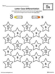 the letter s worksheet is filled with stars to help students learn how to spell