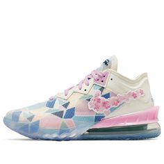 Nike atmos x LeBron 18 Low EP 'Sakura' CV7564-101 (SNKR/Unisex/Mid Top/Crossover/Basketball/Lebron James) Cute Basketball Shoes, Vball Shoes, Vb Shoes, Basket Shoes, Bb Shoes, Best Volleyball Shoes, Bball Shoes, Lebron 16, Girls Basketball Shoes