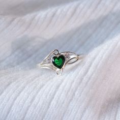 Natural Zirconia And Crystals Ring 925 Silver Vintage Earrings D56 Size 9 New, Excellent Condition Fine Jewelry Sterling Silver Emerald Ring As Gift, Elegant Green Sterling Silver Heart Ring, Elegant Green Heart Sterling Silver Ring, Heart Cut Cubic Zirconia Jewelry For May Birthstone, White Gold Ring Earrings Gift, White Gold Ring Earrings As A Gift, Elegant Heart Ring In Sterling Silver Stamped 925, Elegant Sterling Silver Heart Ring Stamped 925, Elegant Heart Ring For May Birthstone Gift