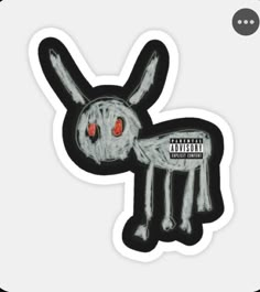 a sticker with an image of a rabbit in the shape of a person's head