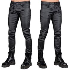 Wornstar Clothing Rampager Waxed Denim Stage Pants Waxed Denim Jeans, Wornstar Clothing, Rockstar Fashion, Black Leather Jeans, Waxed Denim, Leather Jeans Men, Waxed Jeans, Creepypasta Characters, Studded Jeans