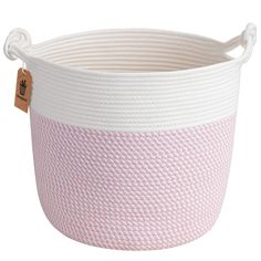 PRICES MAY VARY. Made of cotton rope: The soft baby basket is comfortable. Experience the soft touch that's perfect for everyday home use Size: 15'' × 15'' × 14.2'', the baby basket is perfect for all baby stuff, laundry, blanket and more Stylish & Versatile: From your changing table to your living room, our neutral-toned rope basket is a stylish storage solution that blends seamlessly with any decor Flexible & Portable: The small laundry basket simplifies your daily routine and its knotted hand Pink Laundry Basket, Blanket Storage Nursery, Modern Laundry Basket, Baby Storage Baskets, Pink Laundry, Blanket Storage Basket, Pink Gift Basket, Baby Laundry Basket, Bedroom Decor Pink