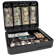 an open briefcase filled with lots of money