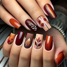 #FallNailMagic #BurgundyBliss #GoldenLeafAccents #AutumnNailArt #BurntOrangeGradient #DeepPlumDreams #GoldenSpecksFall #OliveGreenMatte #GoldenVineNails #FallForGreen #PumpkinCreamNails #CopperAccentLove #SwirlPatternsFall #NailTrendAutumn #FallColorPalette #GoldenFallTouches #ChicAutumnNails #FallFoliageNails #AutumnGlowMani #Fallnails #Nailsinspo #Fallnailinspo #Autumnails #Octobernails #cutenails #trendingnails #nailtrend #fallnailtrend #nailstyles #stylishnails Unique Fall Nails, Nail Design Gold, Artistic Patterns, Fall Nail Trends, Pretty Nail Art Designs