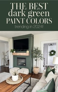 Discover the best dark green paint colors for 2024! From the deep moody green paint colors of Sherwin Williams and Benjamin Moore, we've curated the ultimate guide to transform any room. Whether you're dreaming of dark green accent walls, or envisioning sophisticated dark green kitchen cabinets, these shades are perfect for every space. Ready to be inspired? Let's bring these gorgeous green shades to life! Sherwin Williams Dark Sage Green, Dark Green Interior Paint Colors, Jewel Toned Green Paint, Wall Paint Green Shades, Rosemary Wall Color, Teal And Hunter Green, Sw Gallery Green, Green Paint Ideas For Living Room, Muted Green Living Room Walls