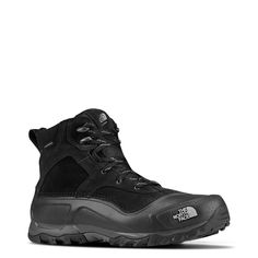 Snow-covered terrains will be easy to tread in these men's The North Face Snowfuse Lace-Up TNF black winter boots. Built using BLC-compliant leather upper with a waterproof construction, these cold weather boots have a round toe and secure lace-up closure. Features include a convenient pull tab at rear, padded collar and tongue, soft fabric lining, 200g Heatseeker Eco insulation made of 100% recycled polyester fiber, foam insole, injection-molded EVA midsole, nylon shank for enhanced stability, Functional Waterproof Boots For Outdoor Winter Work, Rugged Insulated Work Boots For Streetwear, Slip-resistant Gore-tex Waterproof Boots For Streetwear, Winter Work Boots With Reinforced Toe For Walking, Winter Hiking Work Boots With Moc Toe, Winter Moc Toe Work Boots For Hiking, Rugged Insulated Waterproof Boots For Streetwear, Rugged Waterproof Boots For Cold Weather, Waterproof Winter Hiking Boots