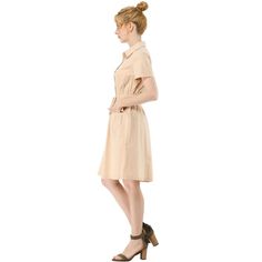 The casual, elegant look of this pretty dress will keep you looking great all the time. The short-sleeve shirt dress is cut with a relaxed silhouette and features a drawstring to cinch in the waist and plenty of practical pockets. Pair it with ankle boots or heels for a chic silhouette. Perfect for spring, summer, and autumn, and it is also suitable for any occasion. Button Up Shirt Dress, Safari Dress, Short Sleeve Dress Shirt, Cargo Shirts, Pretty Dress, Mini Shirt Dress, Dress Cotton, Shirtdress, Button Down Collar