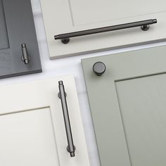 several different types of kitchen cabinet doors and handles