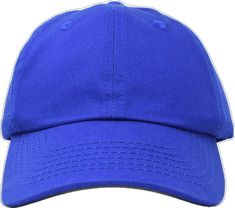 Casual Blank Hats With Curved Brim, Solid Cotton Six-panel Trucker Hat, Solid Color Six-panel Cotton Trucker Hat, Cotton Six-panel Trucker Hat, Classic Blue Six-panel Dad Hat, Casual Blue Baseball Cap For Sports Events, Casual Adjustable Plain Hat, Classic Blue Cotton Baseball Cap, Casual Solid Color Trucker Hat For Sports Events