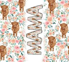 an animal with flowers and the word maawu on it's back ground