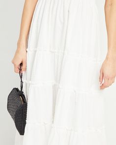 Pricing Comparison Few Moda $68 Reformation $278 For Love & Lemons $248 Product Details Adorable ruffled cap sleeves finish off the smocked bodice of this soft and breezy dress. Done with a tiered maxi skirt and side pockets.- Pockets- Square neckline- Maxi length- Fully lined- Content: 50% Viscose, 45% Linen, 5% Spandex- Care: Machine Wash Cold / Hand Wash Style# K21WDR10053X Fit Notes - Model wearing a size S- Model measurements: 5'9'' Height / 32'' Bust / 24'' Waist / 34'' Hips- Garment m