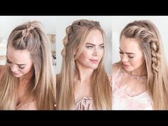 3 EASY HALF UP HAIRSTYLES | Missy Sue - YouTube Modern Lob Haircut, Hairstyles For Concerts, Long Hair Half Updo, Different Braid Hairstyles, Half Up Half Down Hair Tutorial, Guard Hair, Low Ponytails, Missy Sue, Half Updo Hairstyles