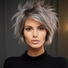 Spiky Top Wolf Cut Summer Hair Trends, Messy Haircut, Spiky Hair, Choppy Bob Hairstyles, Messy Short Hair, Choppy Hair, Short Choppy Hair, Edgy Hair, Short Hair Styles Pixie