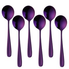 PRICES MAY VARY. 6 pieces of soup spoons set, 7 inch. can be used for serving dips, sauces, salsa, guacamole, broth, cereal, noodle or supply food etc. Made of 18/10 stainless steel which ensures your health, Sturdy enough for basic daily use, Rust resistant and durable for years to come. good hardness, non-toxic and tasteless (no harsh detergents). Shinning metallic look with mirror polish and vivid color, No worry about color fading or chipping as it’s a metal layer that comes from Vacuum Elec Spoon Sets, Salsa Guacamole, Table Dinner, Spoon Set, Restaurant Bar, A Metal, Color Purple, Home Kitchen, Stainless Steel