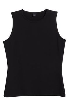 Superversatile for layering or wearing solo, this sleeveless shell top is made from stretch-cotton jersey that's lightweight and breathable. 24" length (size Small) Jewel neck Sleeveless 93% cotton, 7% spandex Machine wash, tumble dry Imported