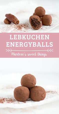 chocolate truffles on a white plate with text overlay that reads lekwuchen energyballs valentine's sweet things