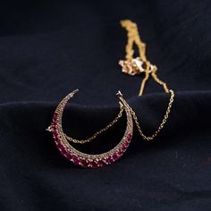 "Solid 14k Yellow Gold Precious Ruby Gemstone Pave Diamond Designer Crescent Moon Pendant Chain Necklace Jewelry Gift For Her NEMJ-632 14k Gold Pendant Necklace. Pave Diamond Pendant. Precious Ruby Gemstone Jewelry. 14k Yellow Gold Jewelry. Chain Necklace Jewelry. Crescent Moon Pendant For Gift. Gift For Her. 25x25 MM Pendant Size / 16\" Chain (2\" Adjustable Included) Here Are Some Amazing Ways To Take Care Of Your Precious Diamond Jewelry. Always. * Apply lotion, cosmetics, hairspray, and perf Luxury Moon Phase Pendant Necklace, Luxury Sterling Silver Crescent Necklace, Luxury Moon Shaped Necklace For Gift, Luxury Moon-shaped Necklace For Gift, Luxury Moon Shaped Gift Necklace, Fine Jewelry Crescent Moon Charm Necklace, Luxury Yellow Gold Crescent Necklace, Luxury Moon Shaped Jewelry For Formal Occasions, Fine Jewelry Yellow Gold Crescent Necklace