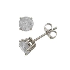 Put the perfect finishing touch on any ensemble with these 14k White Gold 1 Carat T.W. Diamond Stud Earrings. Click on this JEWELRY & WATCHES GUIDE to learn about fit, styles, materials and more! Put the perfect finishing touch on any ensemble with these 14k White Gold 1 Carat T.W. Diamond Stud Earrings. Click on this JEWELRY & WATCHES GUIDE to learn about fit, styles, materials and more! FEATURES Backings: post Nickel free Metal: 14k white gold Plating: rhodium Finish: polished Packaging: boxed 14k White Gold Prong Setting Earrings For Anniversary, 14k White Gold Earrings With Prong Setting For Anniversary, Luxury Silver Earrings In 14k White Gold, Luxury 14k White Gold Silver Diamond Earrings, Classic Platinum Earrings With Polished Finish, Luxury 14k White Gold Earrings In White, Luxury Silver Brilliant Cut Earrings, Luxury Silver Earrings With Brilliant Cut, Luxury Brilliant Cut Silver Earrings