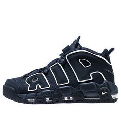 The Nike Air More Uptempo 'Obsidian' is a stylish sneaker that is perfect for everyday wear. The navy blue and white colorway is inspired by the classic Air More Uptempo series, giving it a timeless look. The rubber sole provides superior cushioning and comfort, making it ideal for long walks or running errands. With its sleek silhouette and classic design, the Nike Air More Uptempo 'Obsidian' is perfect for any adult who wants to look stylish and stay comfortable. (SNKR/Navy/Unisex) Navy Running Shoes With Boost Midsole For Streetwear, Navy Custom Sporty Sneakers With Cushioned Footbed, Navy Sporty Custom Sneakers With Cushioned Footbed, Navy Low-top Basketball Shoes For Streetwear, Navy Custom Sneakers For Streetwear, Nike Navy Low-top Sneakers, Sporty Navy Low-top Skate Shoes, Nike Navy Sneakers With Boost Midsole, Navy Nike Sneakers With Boost Midsole