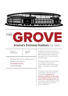 the grove arena's emirates stadium is featured in this brochure for the 2009 / 08 season