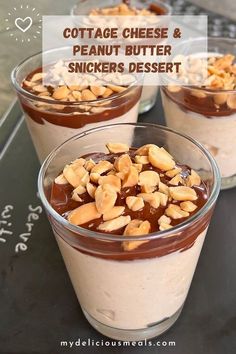 Get ready to enjoy this Cottage Cheese & Peanut Butter Snickers Dessert. It's a high protein, creamy, and easy dessert recipe made from simple ingredients you already have in your kitchen. This simple recipe combines cottage cheese, creamy peanut butter, honey, and a touch of chocolate and peanuts for a delightful treat. Cottage Cheese Peanut Butter, Peanut Butter Snickers, Snickers Dessert, Cottage Cheese Dessert Recipes, Cottage Cheese Recipes Healthy, Cottage Cheese Desserts, Smooth Peanut Butter, High Protein Desserts, Easy Dessert Recipe