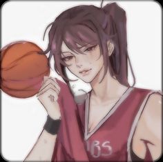 an anime character holding a basketball in his hand