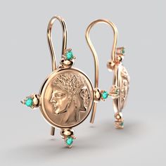 Transport yourself to the captivating era of ancient Rome with our stunning 18k or 14k Janus Coin Gold Earrings, meticulously handcrafted in Italy by Oltremare Gioielli. These exquisite earrings pay homage to the grandeur of Roman aesthetics, featuring a flawless blend of historical charm and contemporary elegance. Gold 18k or 14k Earring width 22 mm Earring height 29 mm Made in Italy Ancient Roman Jewelry, Roman Centurion, Roman Jewelry, Roman Style, Roman Fashion, Italian Jewelry, Wax Casting, Lost Wax Casting, Emerald Earrings