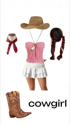 cowgirl clothing and accessories are featured in this advertisement