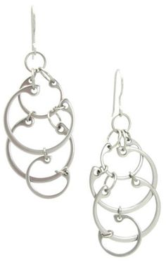 Clustered Circles Earrings (Large) - Wraptillion | stainless steel hardware, linked with titanium, on hypoallergenic titanium ear wires Kelly Jones, Upcycle Jewelry, Industrial Modern Design, Edgy Fashion Style, Hardware Jewelry, Simple Hoop Earrings, Industrial Jewelry, Jewelry Advice, Snap Ring