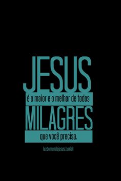 the words jesus and milagres are shown in blue on a black background with white lettering