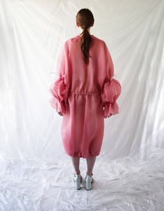 Size: One Size (Oversize fitted) Color: Light Pink Body: Crystal Organza fabric The seahorse details are hand embroidery Kimono long sleeve The female model is 5'10'' with 36 size and wearing a oversize fitted Dry clean only Please allow 3 weeks for production Made-to-order Made in Canada Fitted Long Sleeve Outerwear With Set-in Sleeves, Oversized Fall Dress With Bishop Sleeves, Spring Fitted Outerwear With Sheer Sleeves, Fitted Spring Outerwear With Sheer Sleeves, Fitted Outerwear With Blouson Long Sleeves, Spring Oversized Dress With Balloon Sleeves, Avant-garde Long Sleeve Spring Dress, Fitted Outerwear With Sheer Sleeves, Seahorse Dress