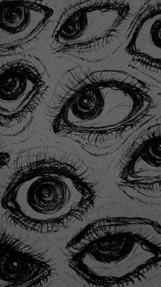 several different types of eyes drawn in black and white