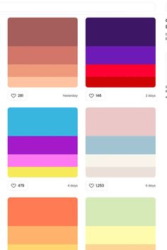 the color palettes are all different colors