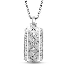 Brand: JeweliliFeatures: Men's Diamond Accented Dog Tag Pendant In Sterling Silver Length:21.5mm Width:15.6mm Height:24.3mm Perfect for celebrating a Birthday or Anniversary Item is shipped in a beautiful gift box Return on any order within 30 days Diamond Pendant Men, Mens Diamond Pendant, Men Pendant Design, Mens Neck Chains, Diamond Pendant For Men, Mens Diamond Necklace, Diamond Pendant Jewelry, Mens Necklace Pendant, Dog Tag Pendant