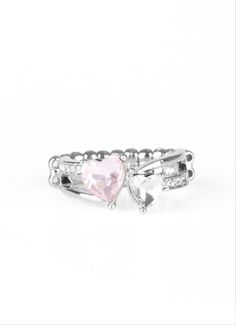 "Always Adored" Pink Ring: Chiseled into a charming heart shape, a glowing pink cat's eye stone is pressed into the center of two silver heart frames radiating with glassy white rhinestones, creating a romantic centerpiece atop the finger. Features a stretchy band for a flexible fit. Sold as one individual ring. Paparazzi Rings, Romantic Centerpieces, The Woman Of My Dreams, Woman Of My Dreams, Silver Bands, Dainty Band, Cats Eye Stone, Heart Frame, My Core